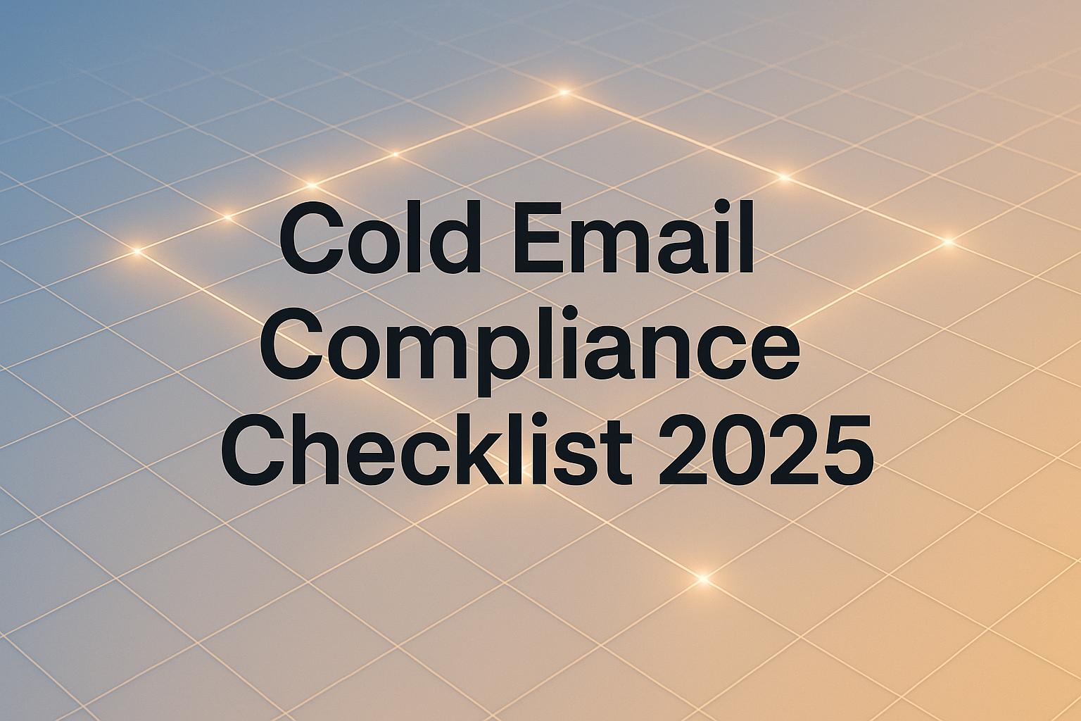 Business professional reviewing cold email compliance regulations and legal requirements on a laptop screen with checkmarks