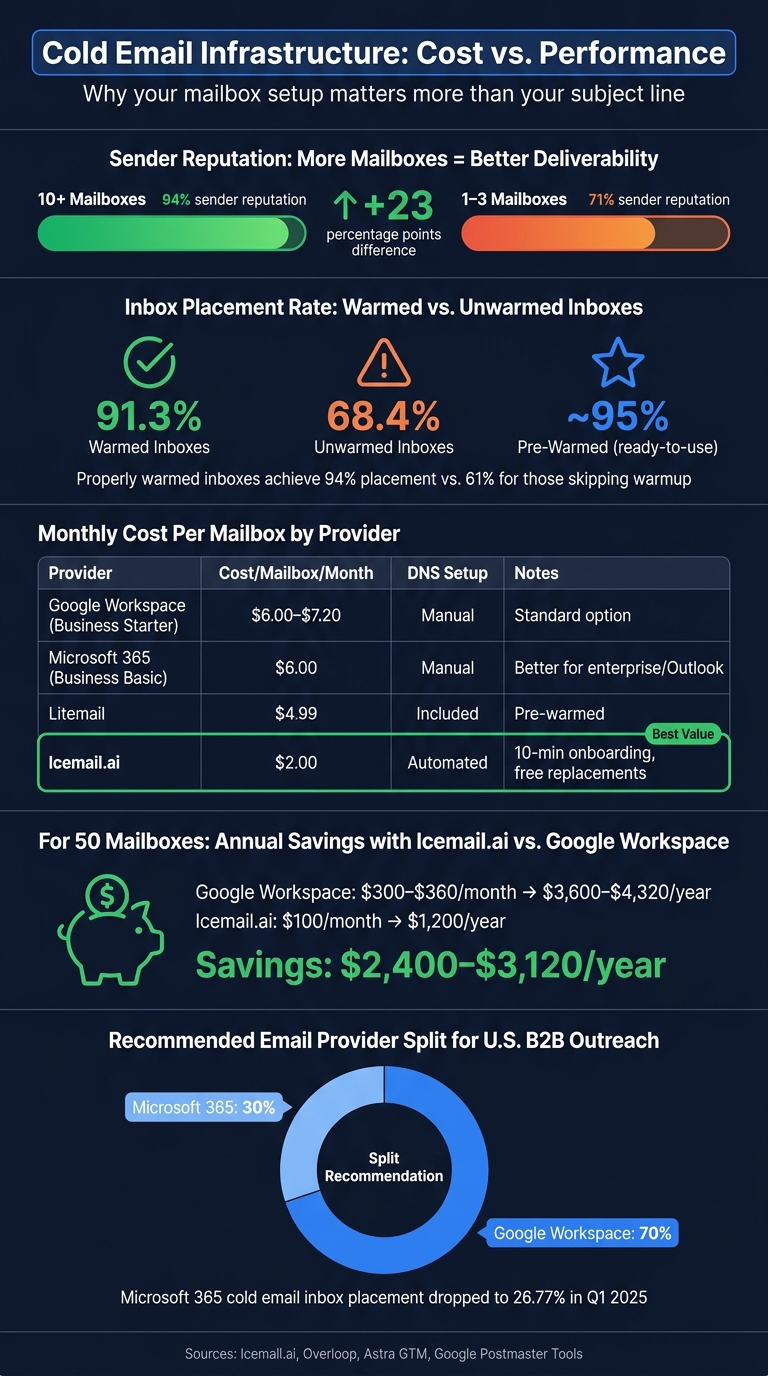 Cold Email Scaling: Mailbox Infrastructure Cost & Performance Comparison