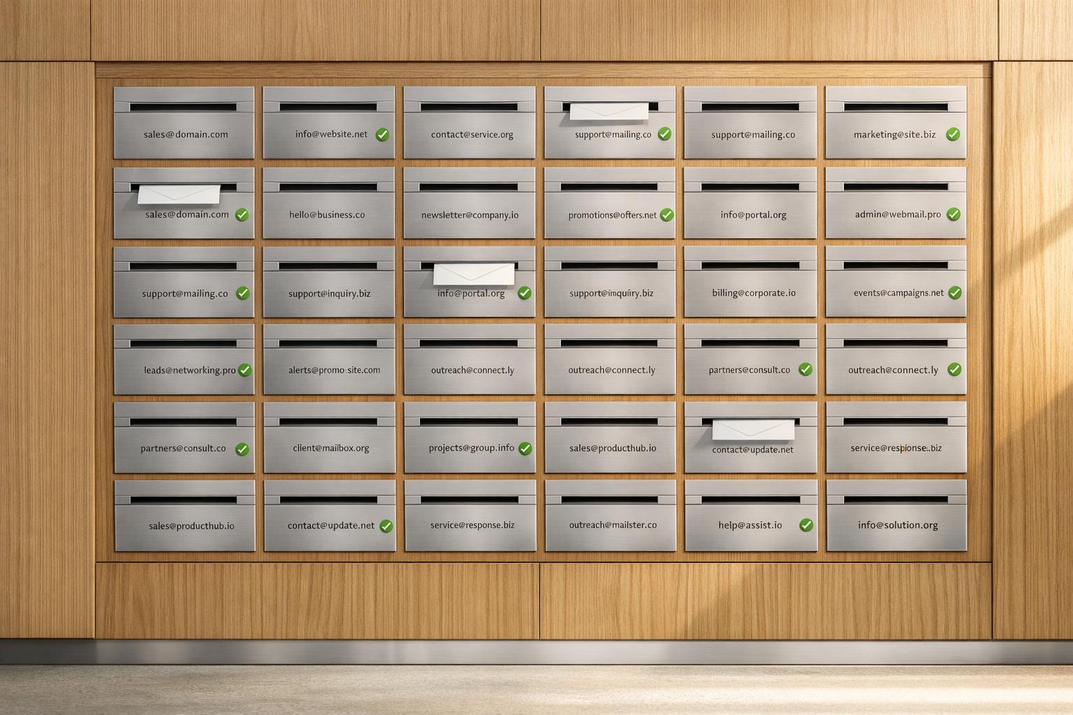 Multiple email inboxes displayed on screens showing cold email campaigns with high deliverability rates